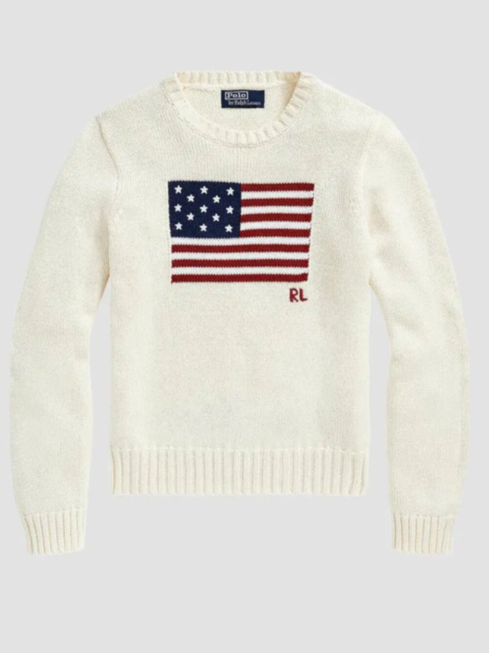 Polo Ralph Lauren Women's White American Flag Iconic Jumper Sweater